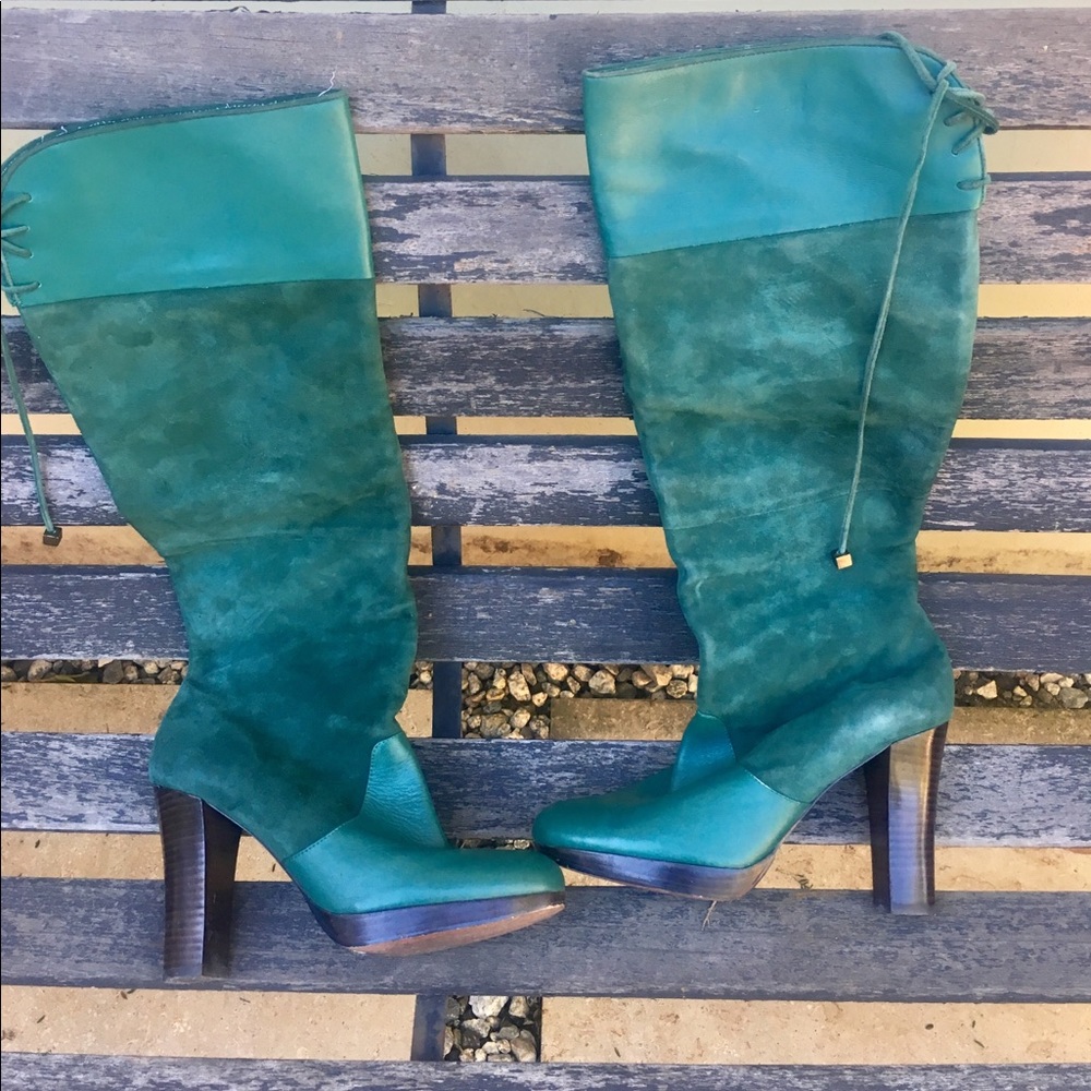 Leather and suede boot